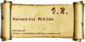 Valentini Miklós névjegykártya